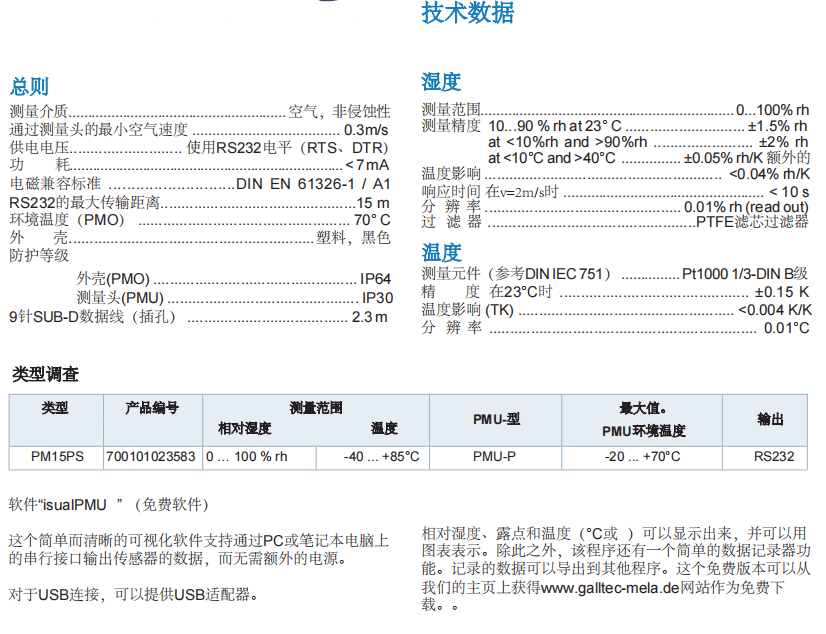 蓋加美Galltec+mela PM15PS 溫濕度變送器批發(fā)