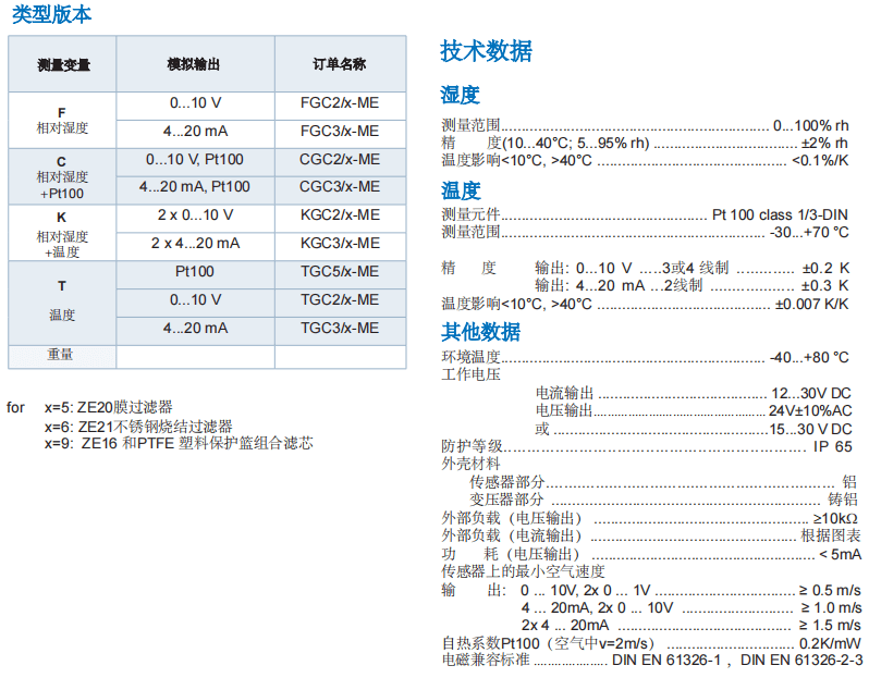 蓋加美Galltec+mela C47 ME 溫濕度變送器參數(shù)