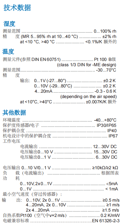 蓋加美Galltec+mela PC·S / PC·S-ME 溫濕度變送器參數(shù)